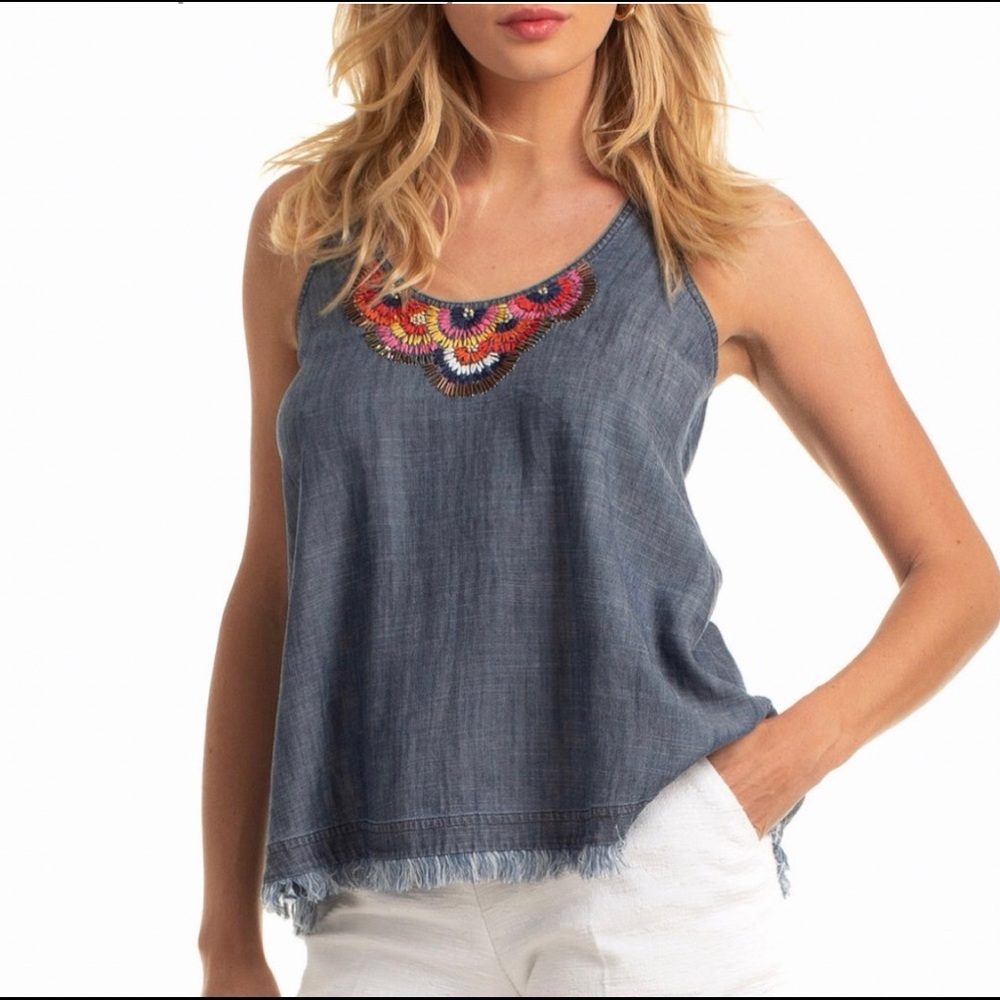 Trina Turk embroidered tank. Brand new without tags. Excellent condition